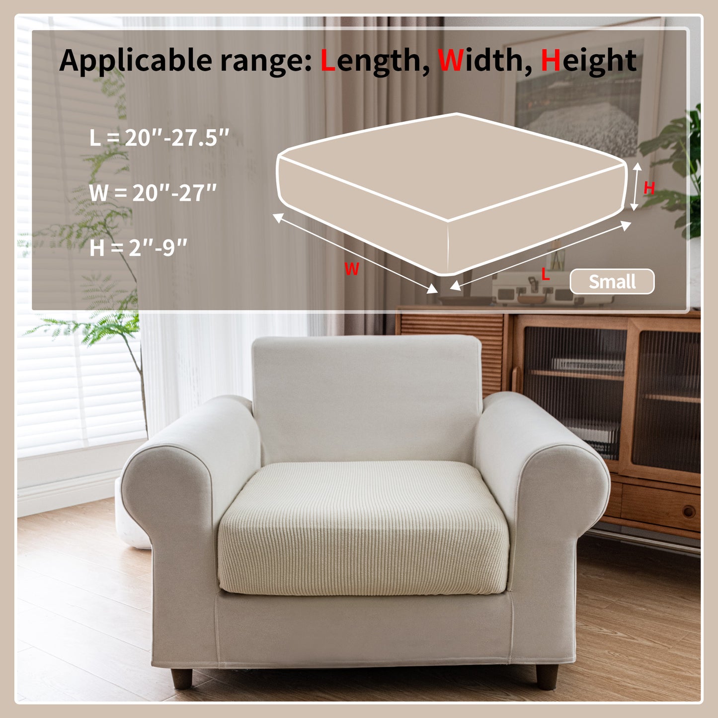 QIANMEW Couch Cushion Covers, Comfort Soft Magic Sofa Covers Washable Stretch Resistant Slipcovers for Sectional and L Shaped Seats Furniture Protectors for Pets