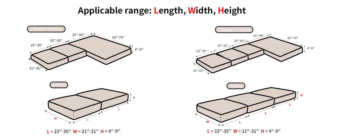 QIANMEW Couch Cushion Covers, Super Stretch Washable Sofa Slipcovers for L Shaped & Modular Seats, Pet-Friendly Furniture Protector with Stripe Design