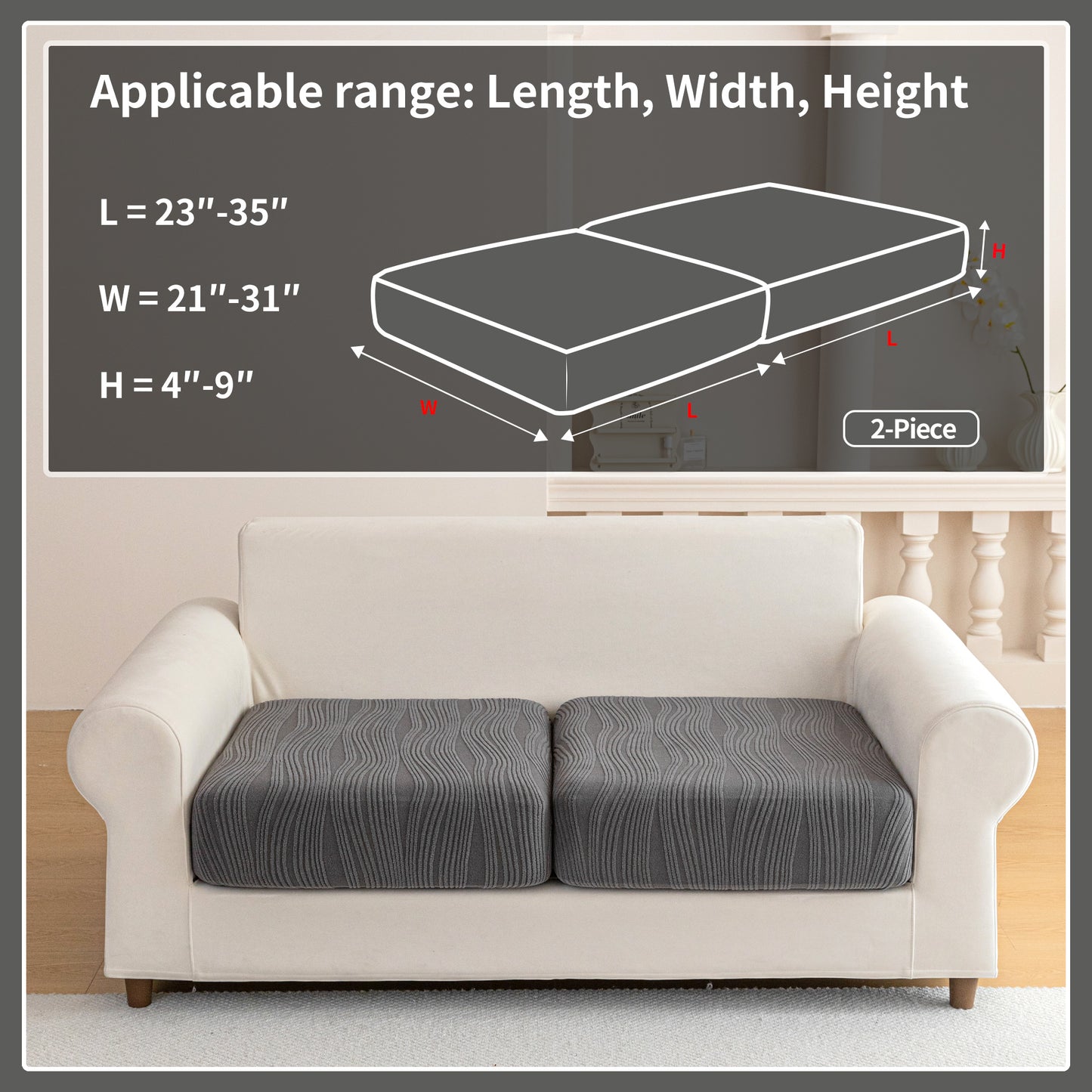 QIANMEW Couch Cushion Covers, Super Stretch Washable Sofa Slipcovers for L Shaped & Modular Seats, Pet-Friendly Furniture Protector with Stripe Design