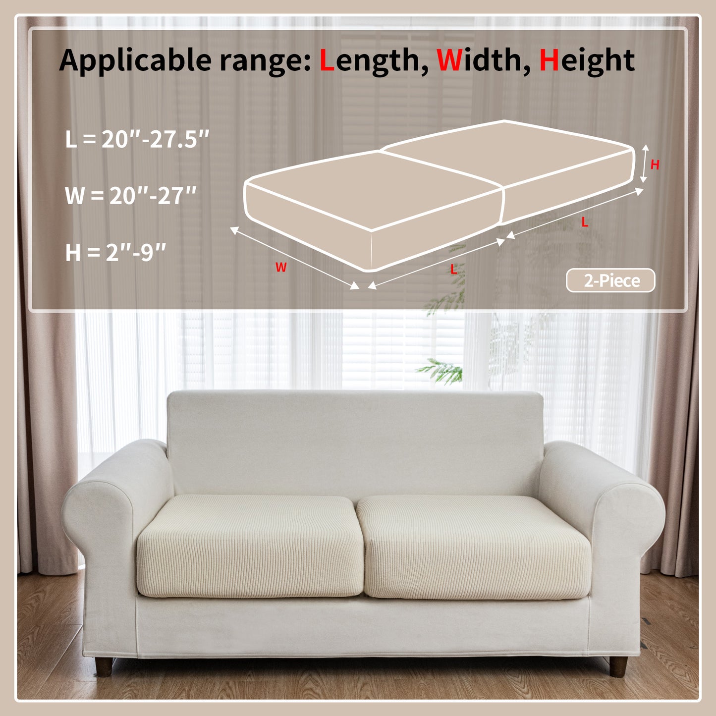 QIANMEW Couch Cushion Covers, Comfort Soft Magic Sofa Covers Washable Stretch Resistant Slipcovers for Sectional and L Shaped Seats Furniture Protectors for Pets