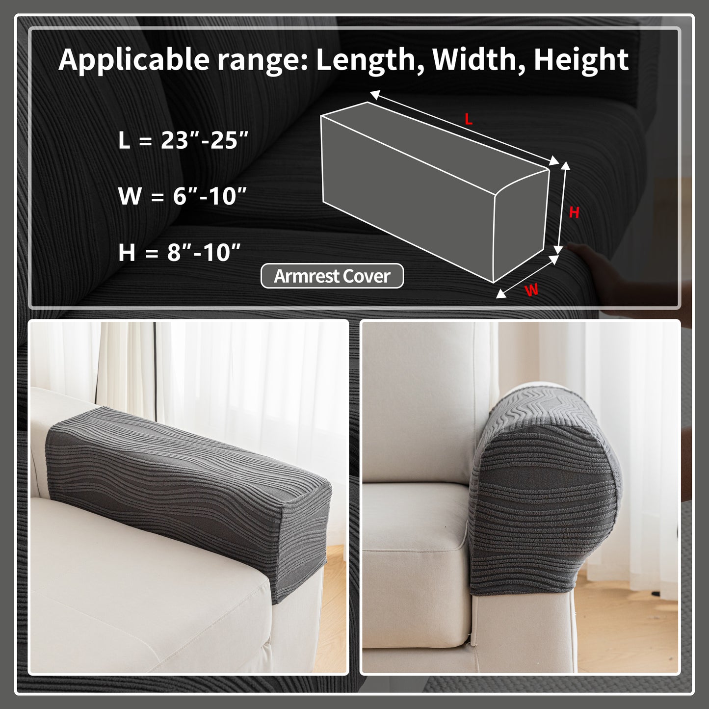 QIANMEW Couch Cushion Covers, Super Stretch Washable Sofa Slipcovers for L Shaped & Modular Seats, Pet-Friendly Furniture Protector with Stripe Design