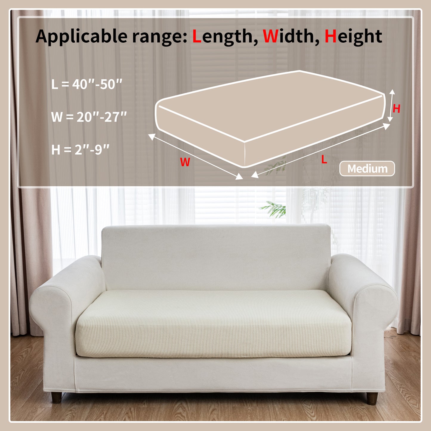 QIANMEW Couch Cushion Covers, Comfort Soft Magic Sofa Covers Washable Stretch Resistant Slipcovers for Sectional and L Shaped Seats Furniture Protectors for Pets