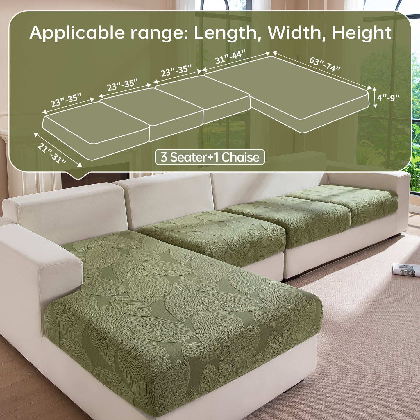 QIANMEW Couch Covers for Sectional Sofa, Washable Stretch Soft Sofa Cushion Covers L Shape Sofa Slipcovers Anti Slip Furniture Decor Protector for Pets