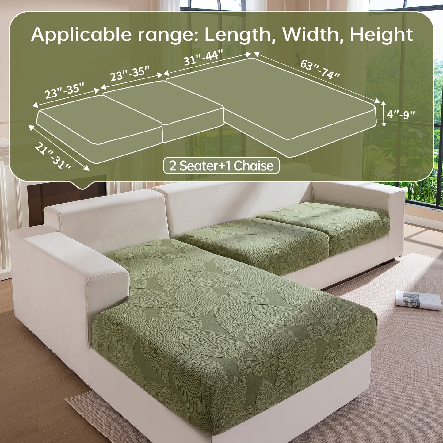 QIANMEW Couch Covers for Sectional Sofa, Washable Stretch Soft Sofa Cushion Covers L Shape Sofa Slipcovers Anti Slip Furniture Decor Protector for Pets