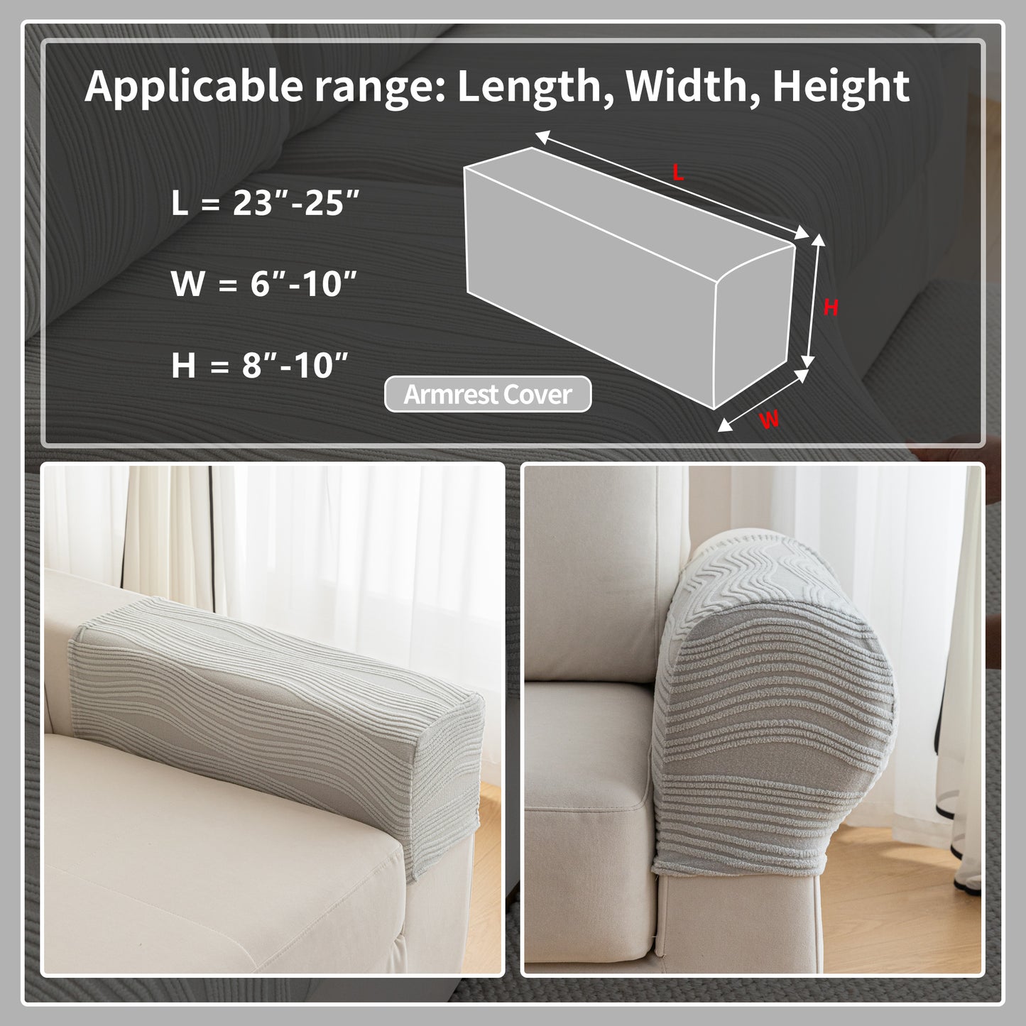 QIANMEW Couch Cushion Covers, Super Stretch Washable Sofa Slipcovers for L Shaped & Modular Seats, Pet-Friendly Furniture Protector with Stripe Design