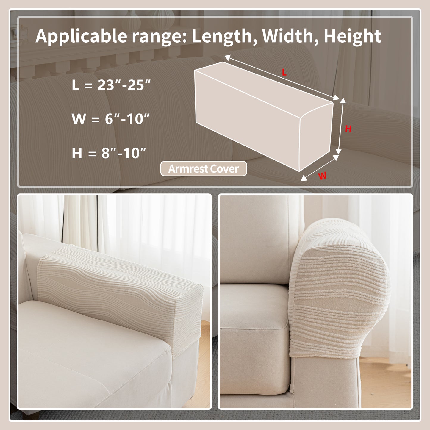 QIANMEW Couch Cushion Covers, Super Stretch Washable Sofa Slipcovers for L Shaped & Modular Seats, Pet-Friendly Furniture Protector with Stripe Design