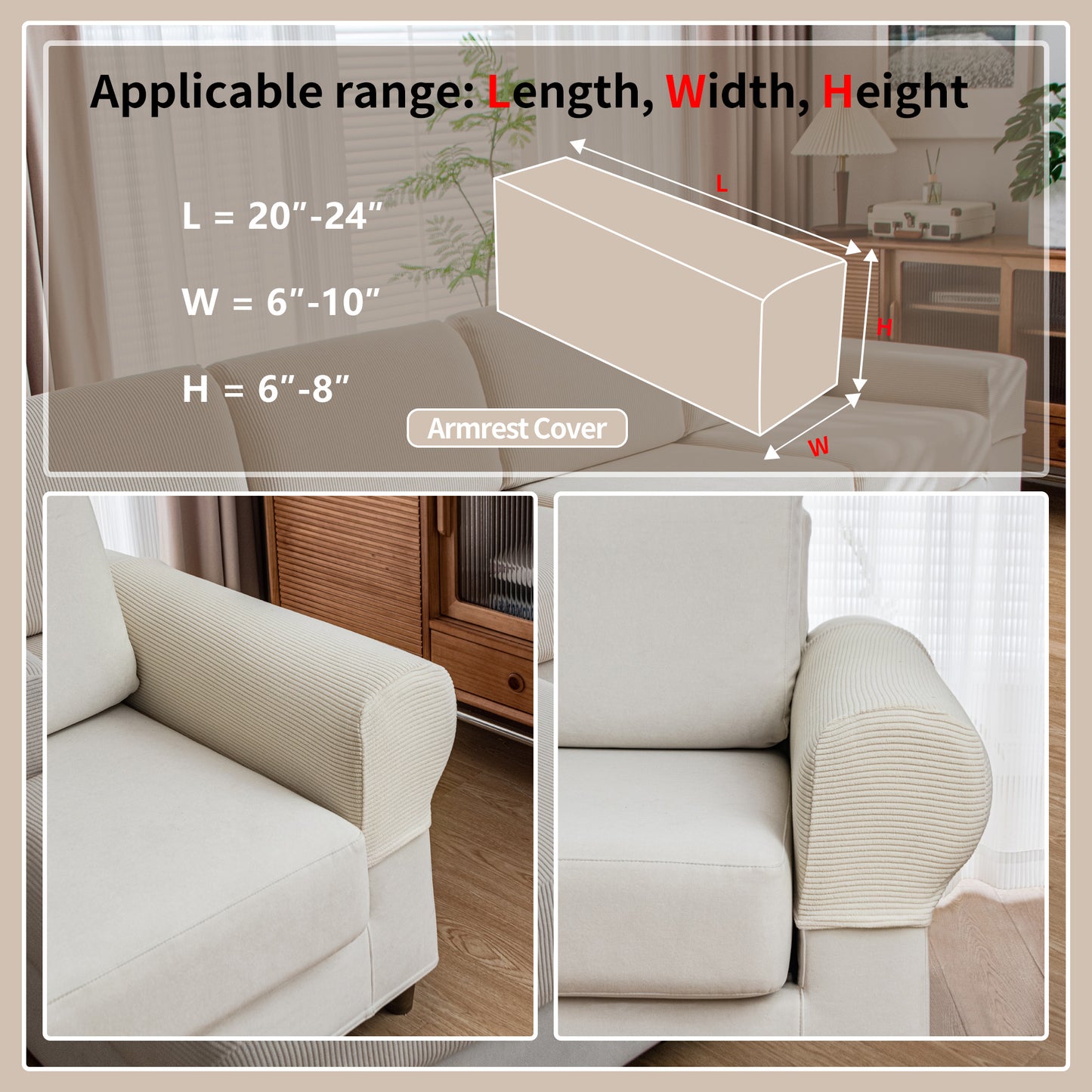 QIANMEW Couch Cushion Covers, Comfort Soft Magic Sofa Covers Washable Stretch Resistant Slipcovers for Sectional and L Shaped Seats Furniture Protectors for Pets