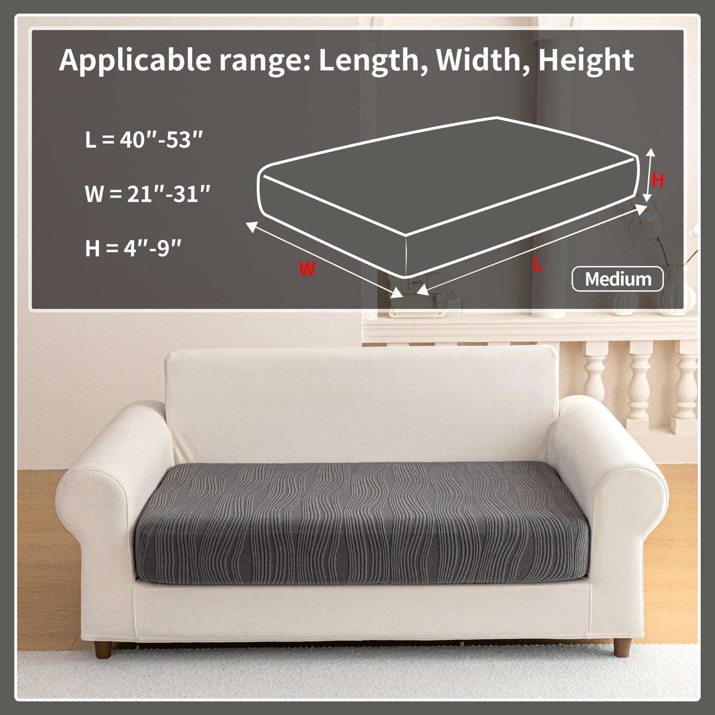 QIANMEW Couch Cushion Covers, Super Stretch Washable Sofa Slipcovers for L Shaped & Modular Seats, Pet-Friendly Furniture Protector with Stripe Design