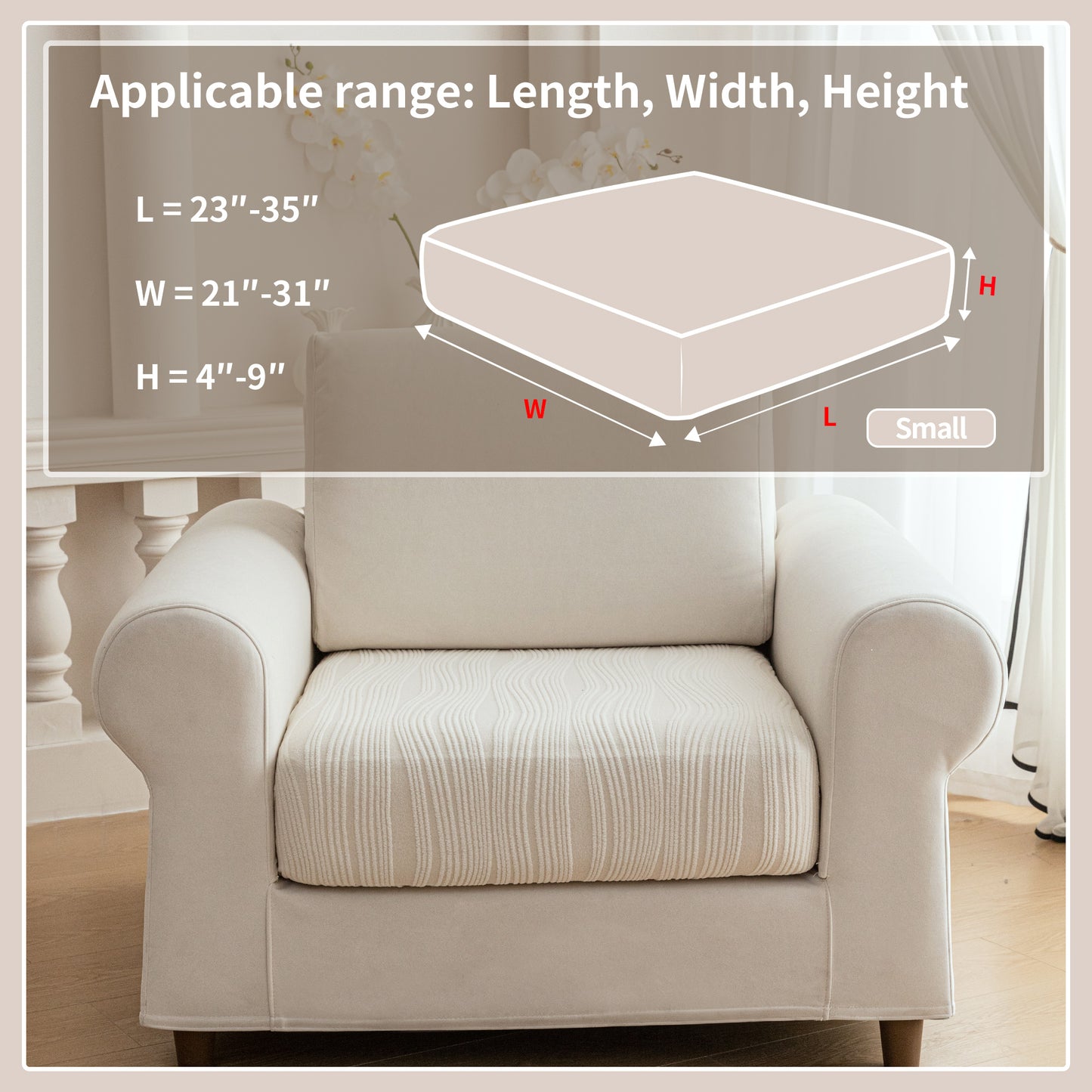 QIANMEW Couch Cushion Covers, Super Stretch Washable Sofa Slipcovers for L Shaped & Modular Seats, Pet-Friendly Furniture Protector with Stripe Design