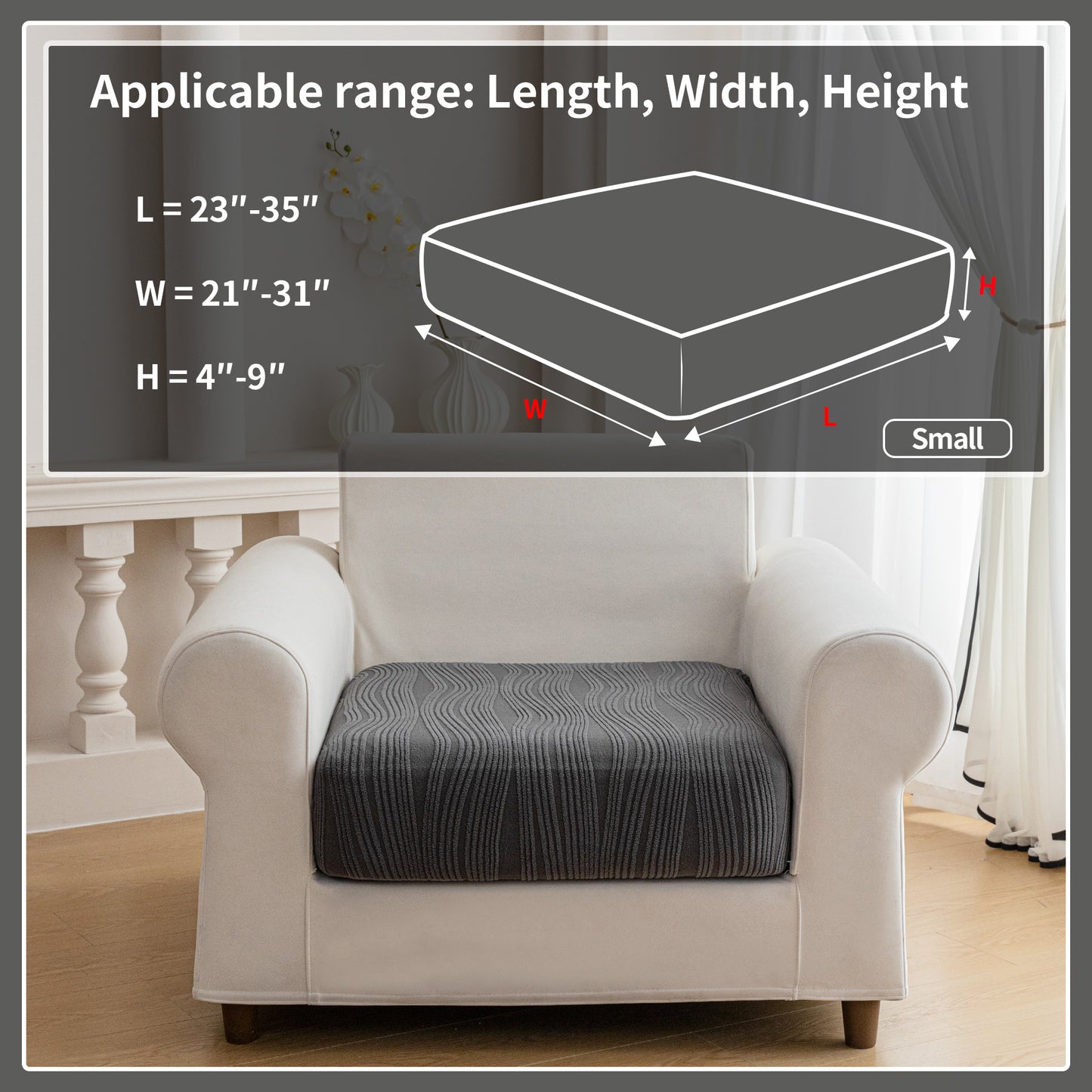 QIANMEW Couch Cushion Covers, Super Stretch Washable Sofa Slipcovers for L Shaped & Modular Seats, Pet-Friendly Furniture Protector with Stripe Design