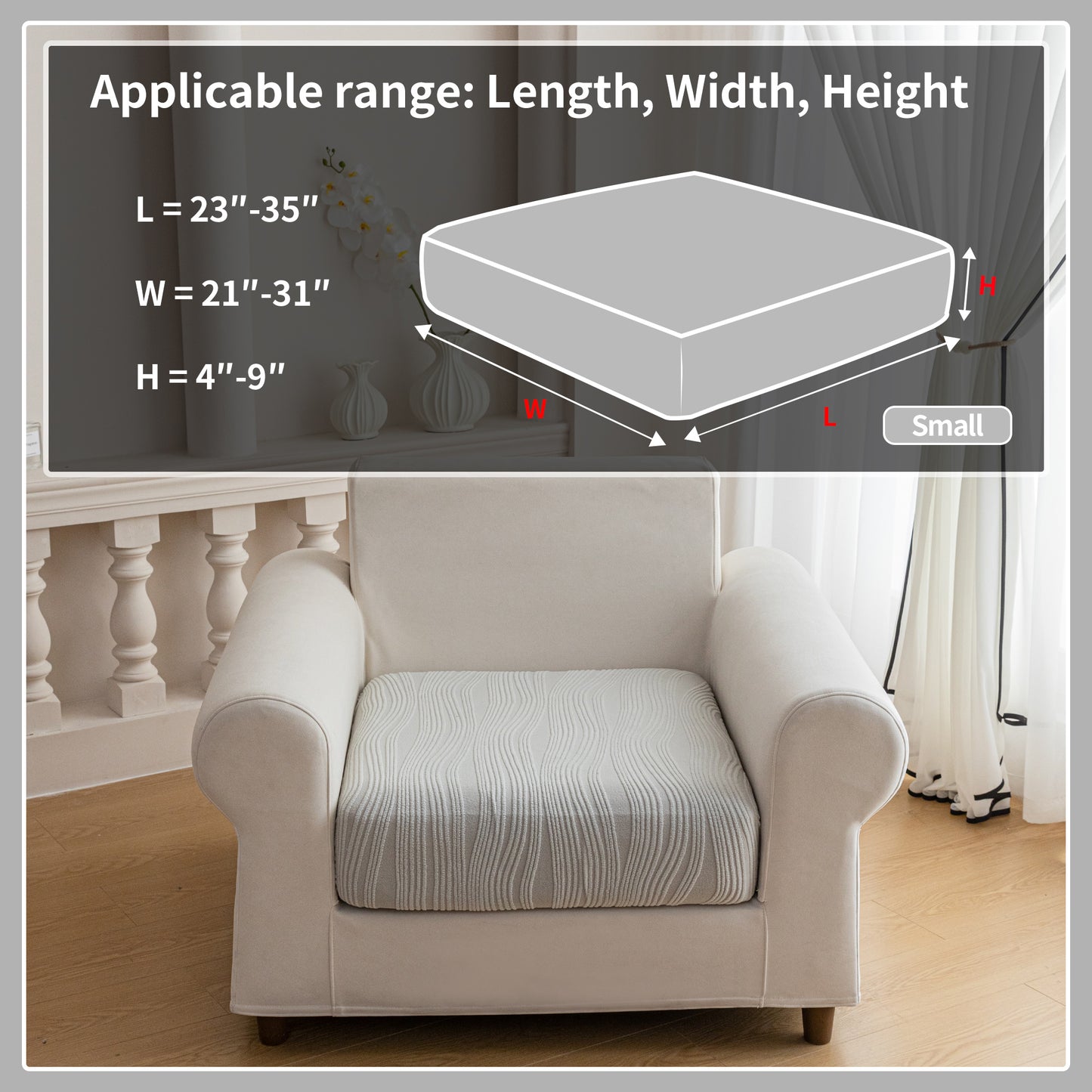 QIANMEW Couch Cushion Covers, Super Stretch Washable Sofa Slipcovers for L Shaped & Modular Seats, Pet-Friendly Furniture Protector with Stripe Design