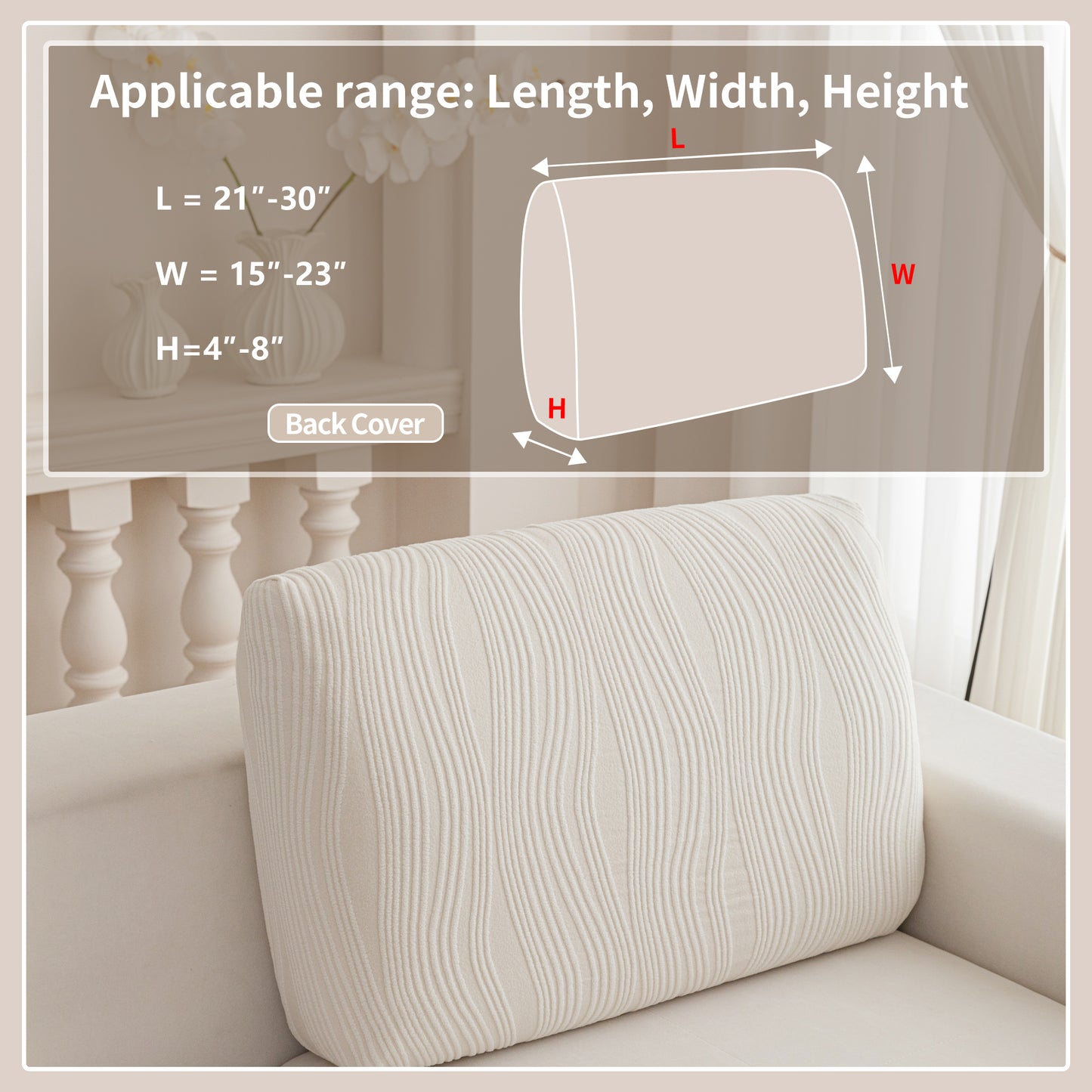 QIANMEW Couch Cushion Covers, Super Stretch Washable Sofa Slipcovers for L Shaped & Modular Seats, Pet-Friendly Furniture Protector with Stripe Design