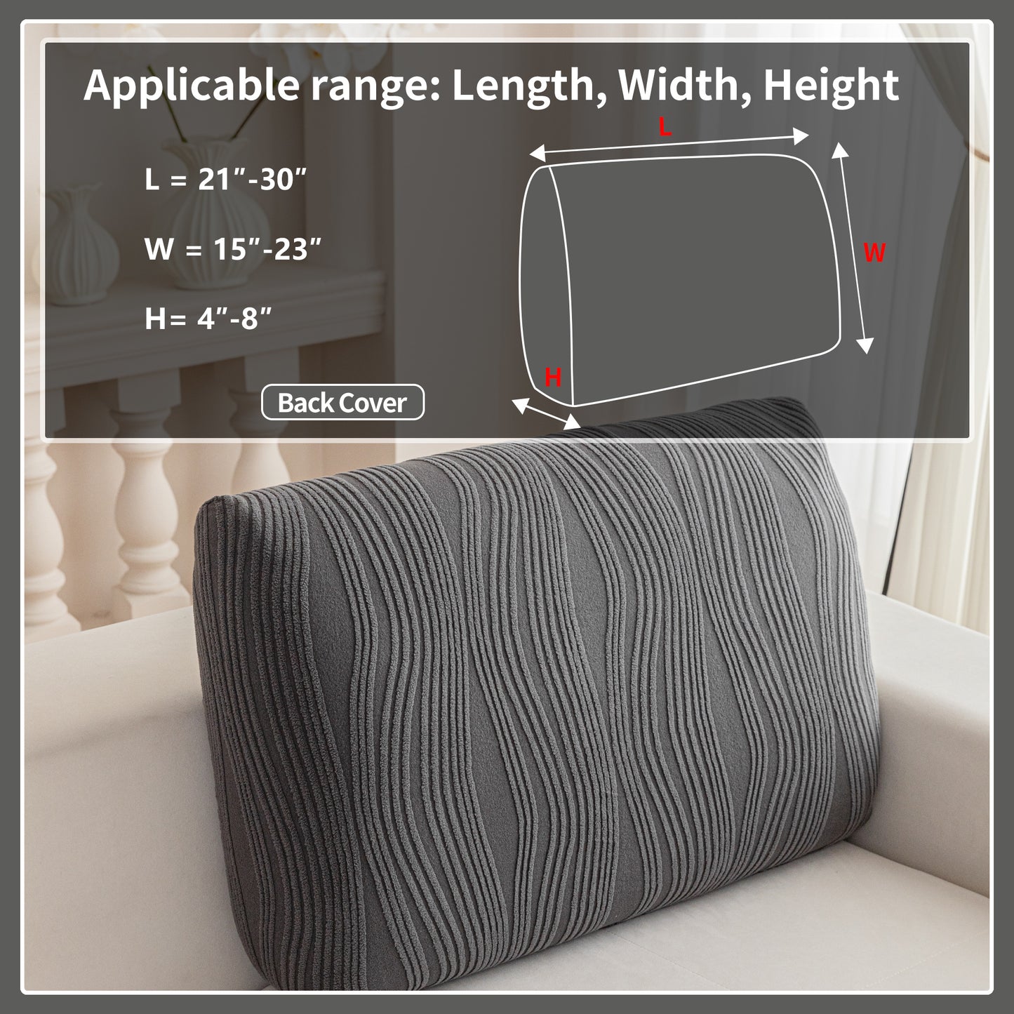 QIANMEW Couch Cushion Covers, Super Stretch Washable Sofa Slipcovers for L Shaped & Modular Seats, Pet-Friendly Furniture Protector with Stripe Design