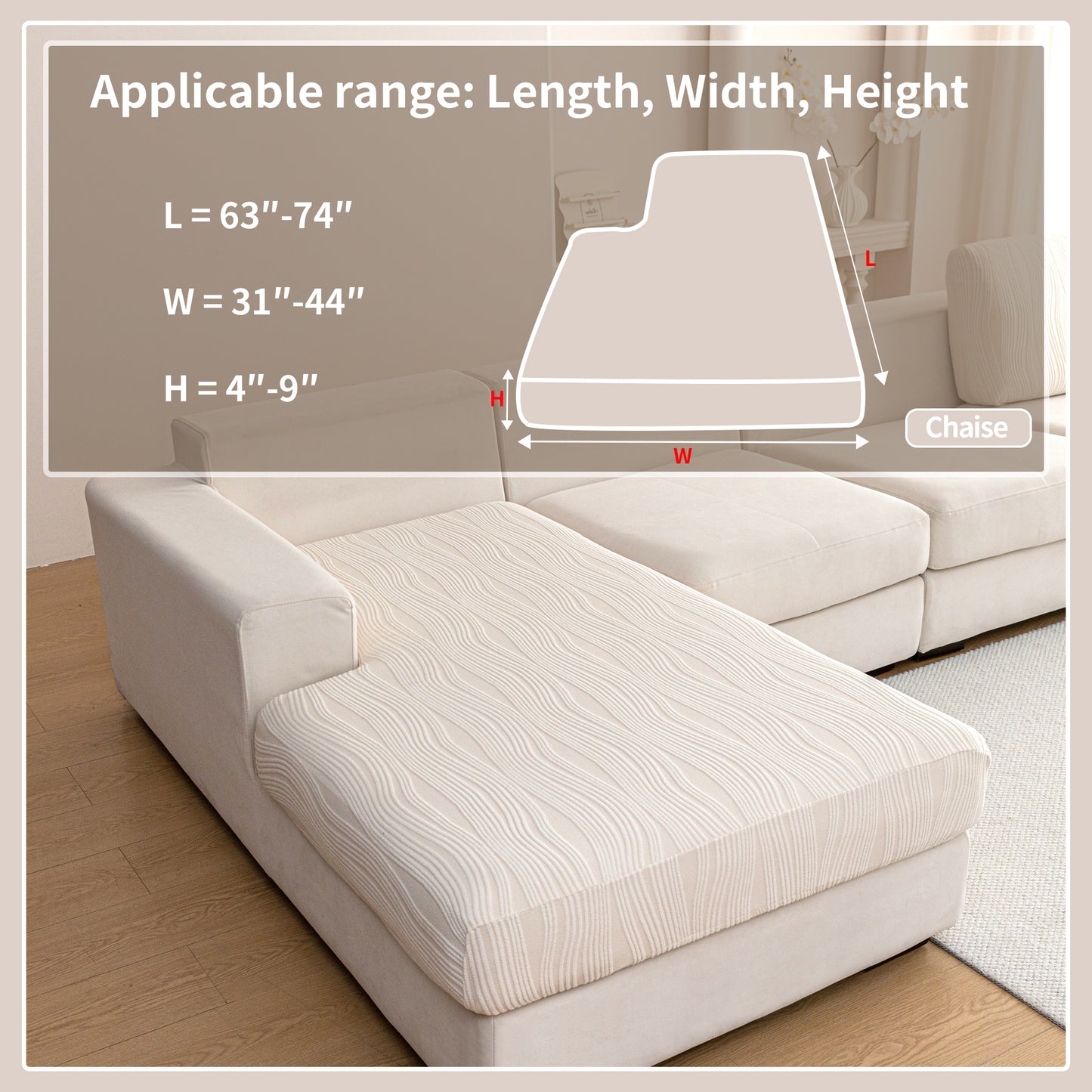 QIANMEW Couch Cushion Covers, Super Stretch Washable Sofa Slipcovers for L Shaped & Modular Seats, Pet-Friendly Furniture Protector with Stripe Design