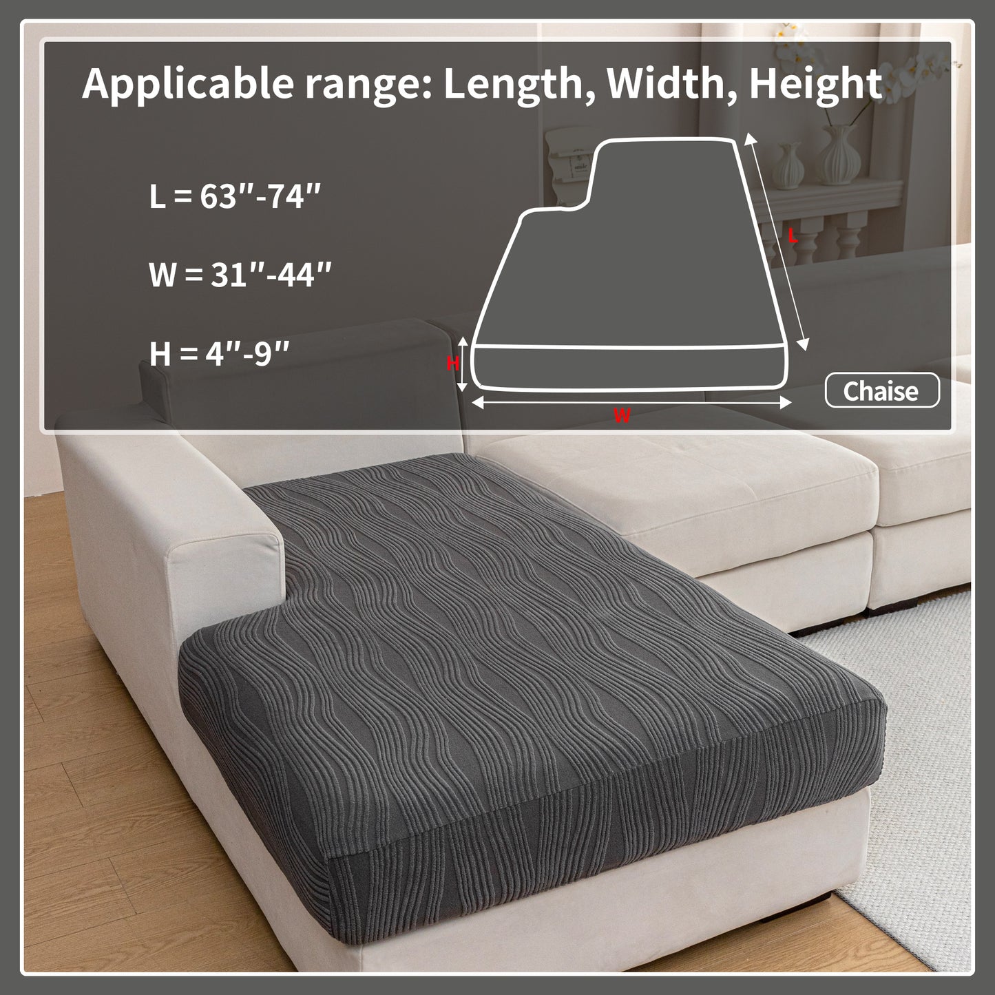 QIANMEW Couch Cushion Covers, Super Stretch Washable Sofa Slipcovers for L Shaped & Modular Seats, Pet-Friendly Furniture Protector with Stripe Design